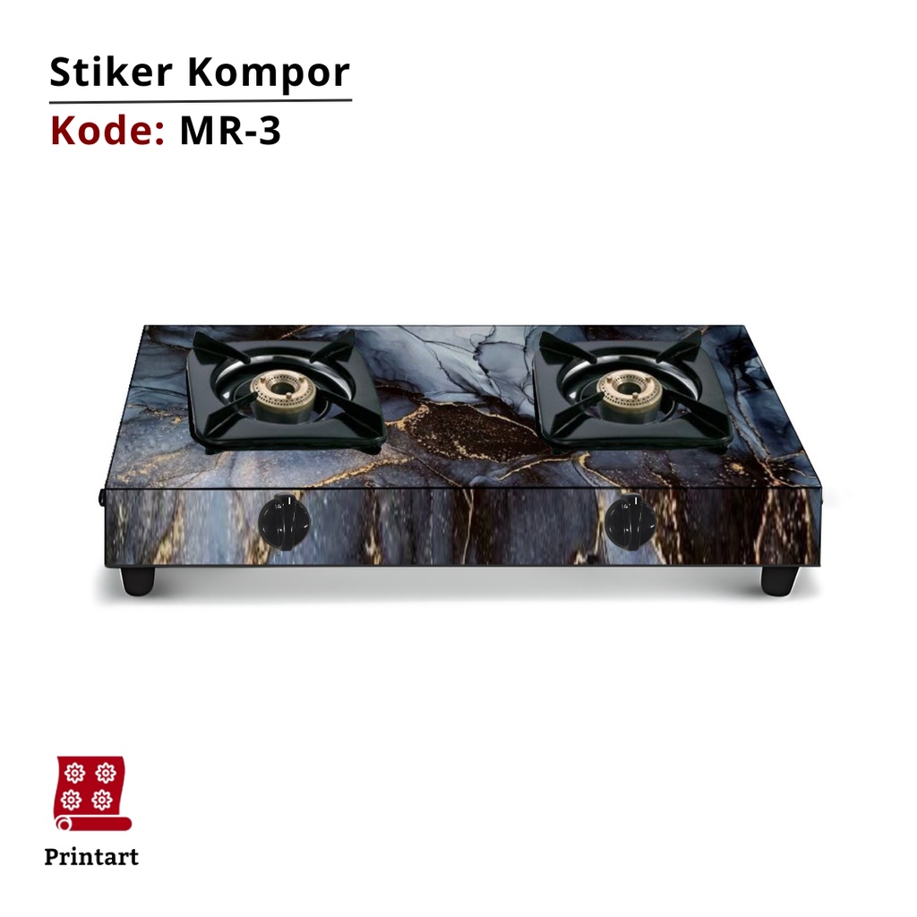Stiker Kompor 2 Tungku dan 1 Tungku Motif Marmer Kode MR-3