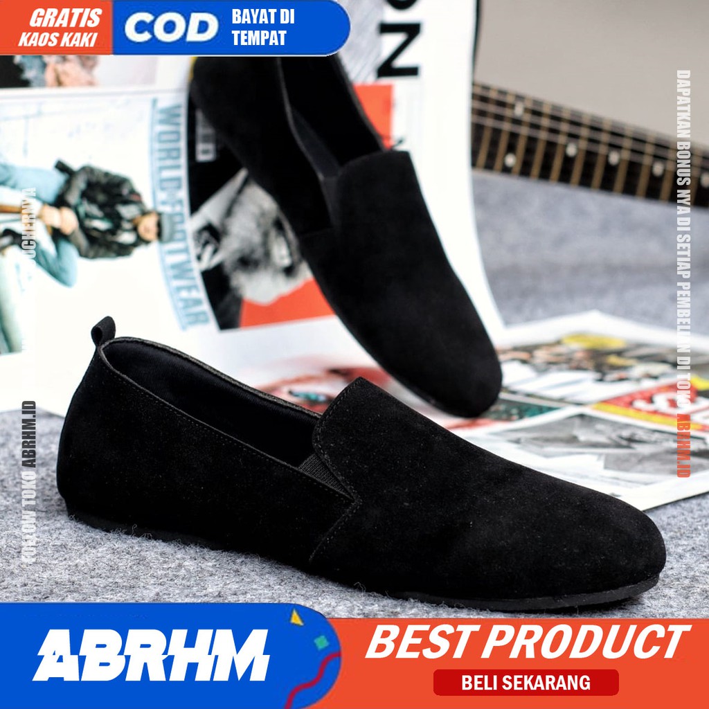 ABRHM X CHORD Sepatu Slip On Pria Sepatu Casual Pria Kulit PU AntiSlip Cowok/Cowo Sepatu Pria Casual