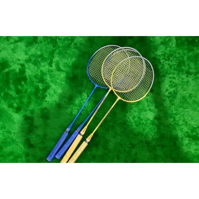 raket bulu tangkis set 2 buah v-tro semi carbon + tas raket