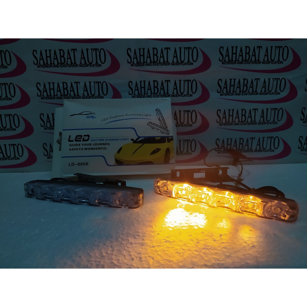 LAMPU DRL 2 WARNA SENJA GRILL &amp; SEIN RUNNING MOBIL WATERPROOF 6 MATA