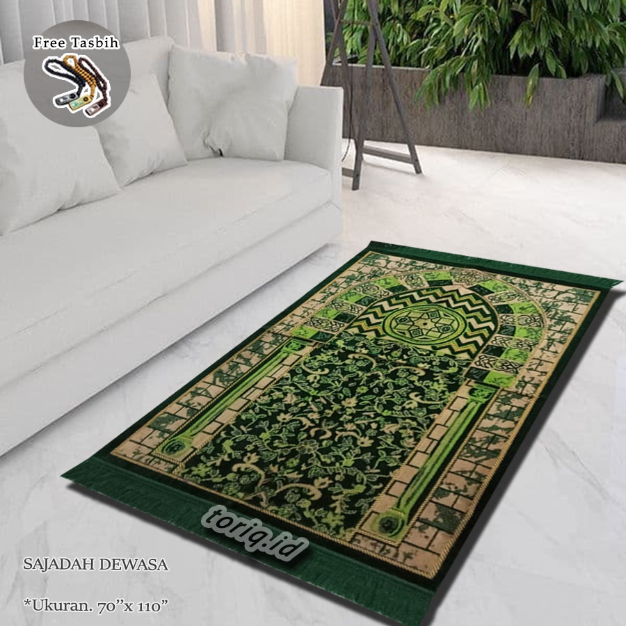 [TQ] Sajadah turki bludru premium /motif mewah/turki premium uk 70 x 110 /sajadah warna hijau/ sajad