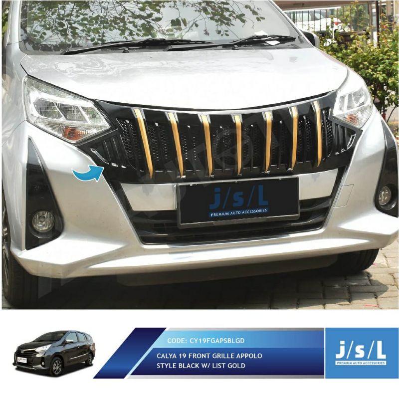 front grill depan Calya 2019 Appolo hitam list merah silver chrome kuning putih biru gold jsl