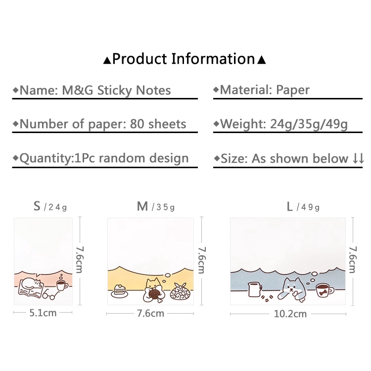 M&amp;G 80 Lembar Memo Paper Sticky Notes Motif Kartun Lucu untuk Pelajar / Kantor