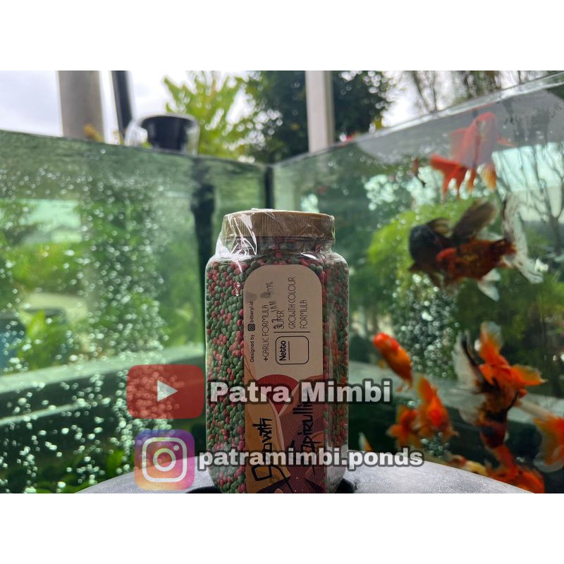 Pakan Pelet Makanan Ikan Koi Growth Spirulina 350 gr Ekstrak Bawang Putih PATRA MIMBI by IKANESIA