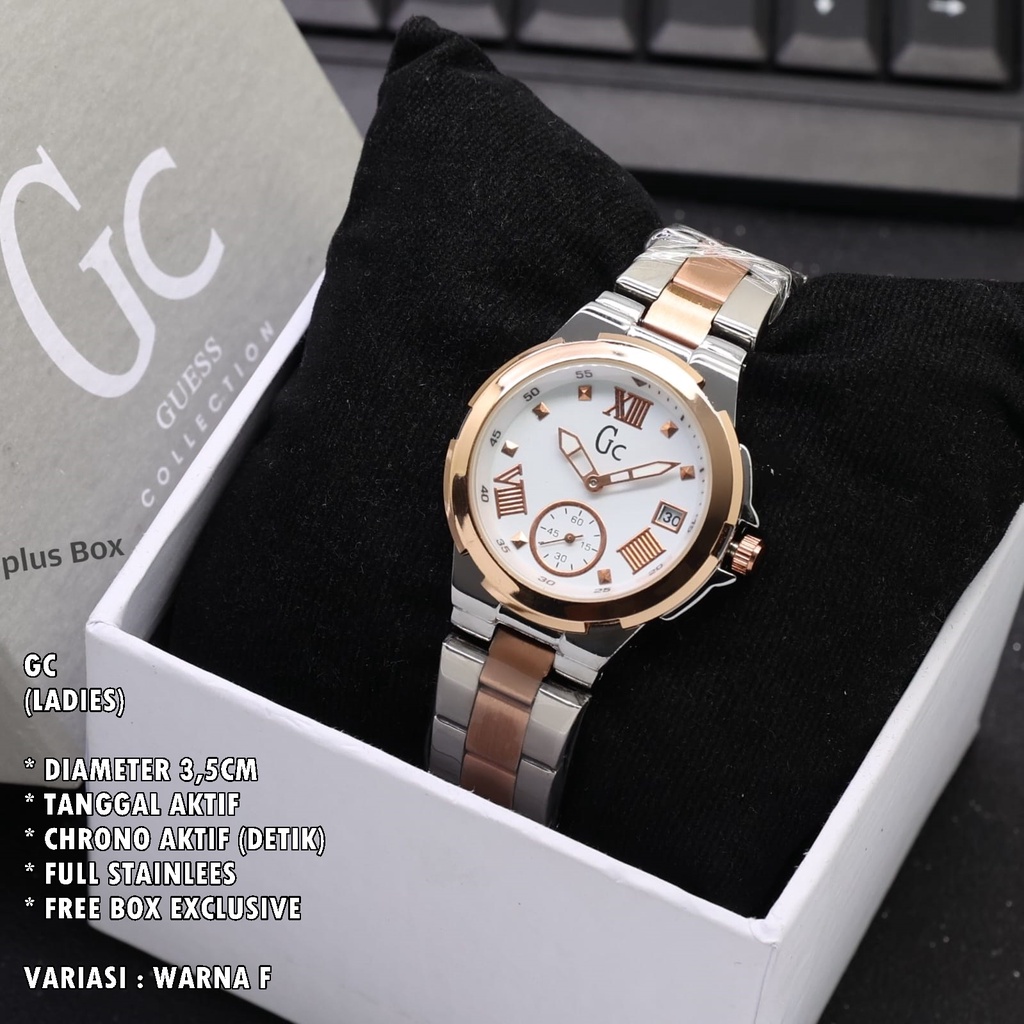 (FREE BOX) JAM TANGAN WANITA FASHION RANTAI BODY BULAT TANGGAL AKTIF