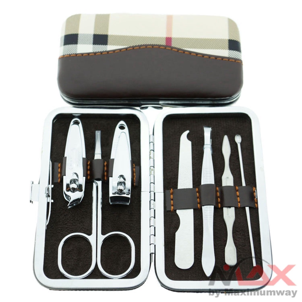 BIUTTE.CO 7set Gunting Kuku, Gunting Alis, Pinset, Kikir Kuku, Korek Kuping, Dompet Organizer 7 Pcs/Set Professional Nail Clippers Cuticle Nipper Pedicure Manicure Cleaner Nail Cutter Kit Case Beauty Tool Home Essential