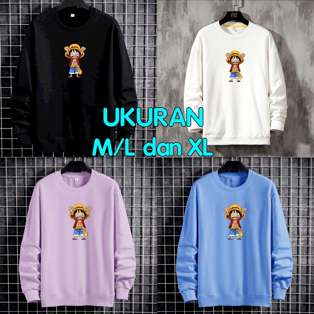 Asgard777 - BAJU SWITER LUFFY ANGKAT TANGAN ONE PIECE / baju pria / baju panjang pria / baju pria distro / sweater pria