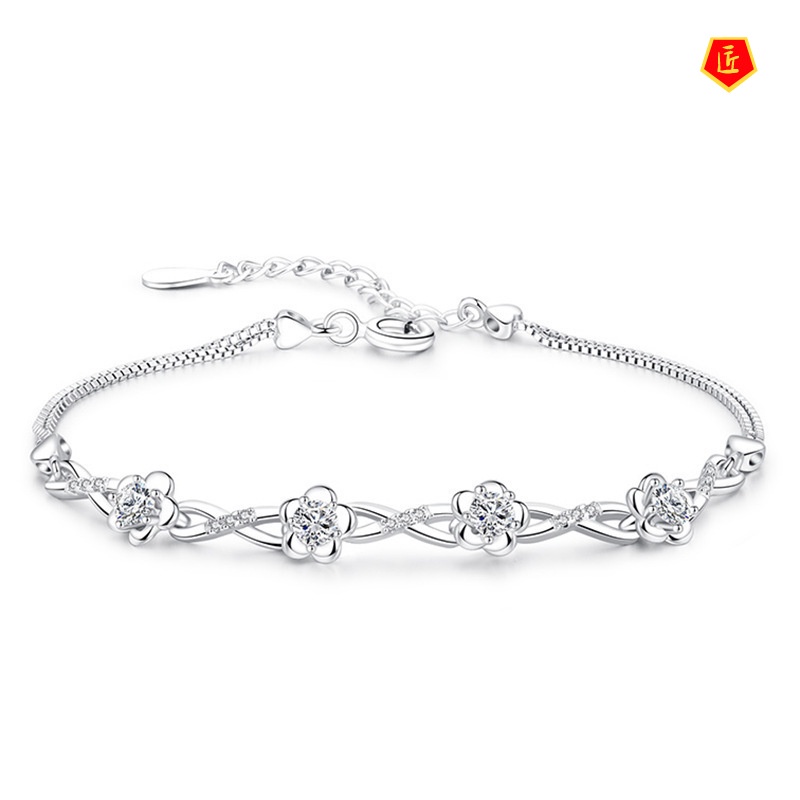 [Ready Stock]Elegant Vintage Flower Diamond Bracelet