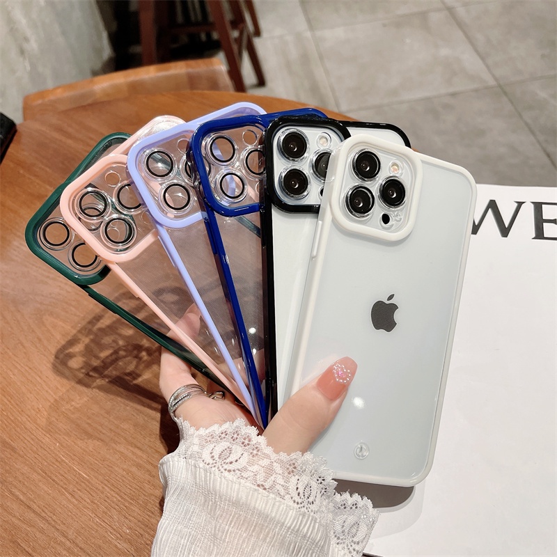 Case Pelindung Kamera shockproof Warna Permen Untuk Iphone 11 12 13 Pro Max Xr X Xs Max Se 2020 7 8 Plus