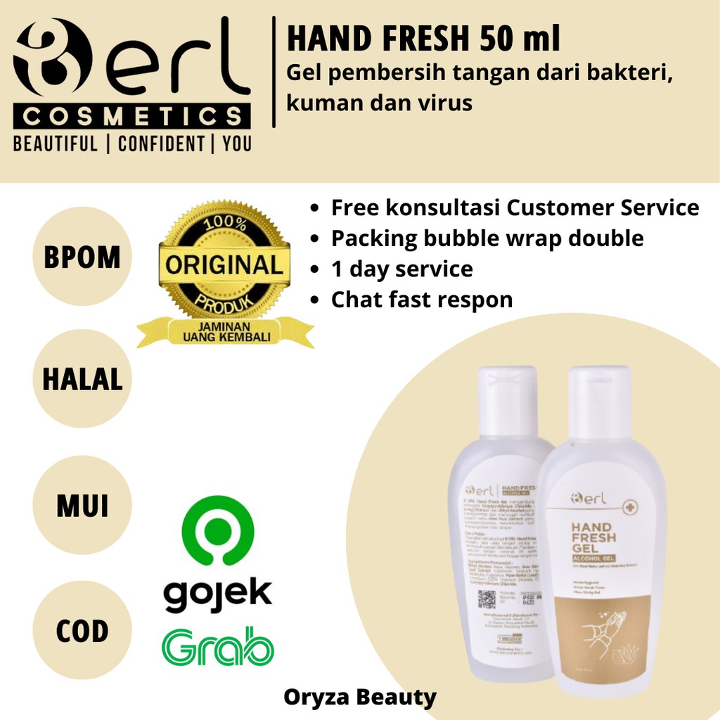 COD Hand Sanitizer B ERL Hand Fresh Gel B Erl 50 ml Halus Lembut Wangi Di Tangan