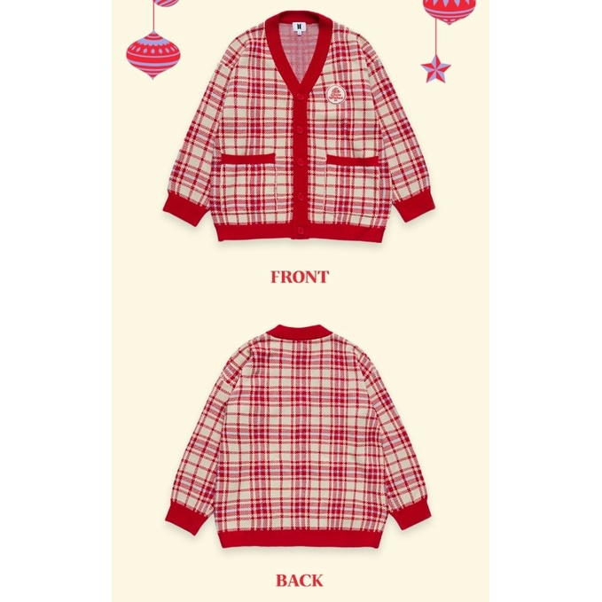 Cardigan little wishes red bts holiday collection / merchandise bts