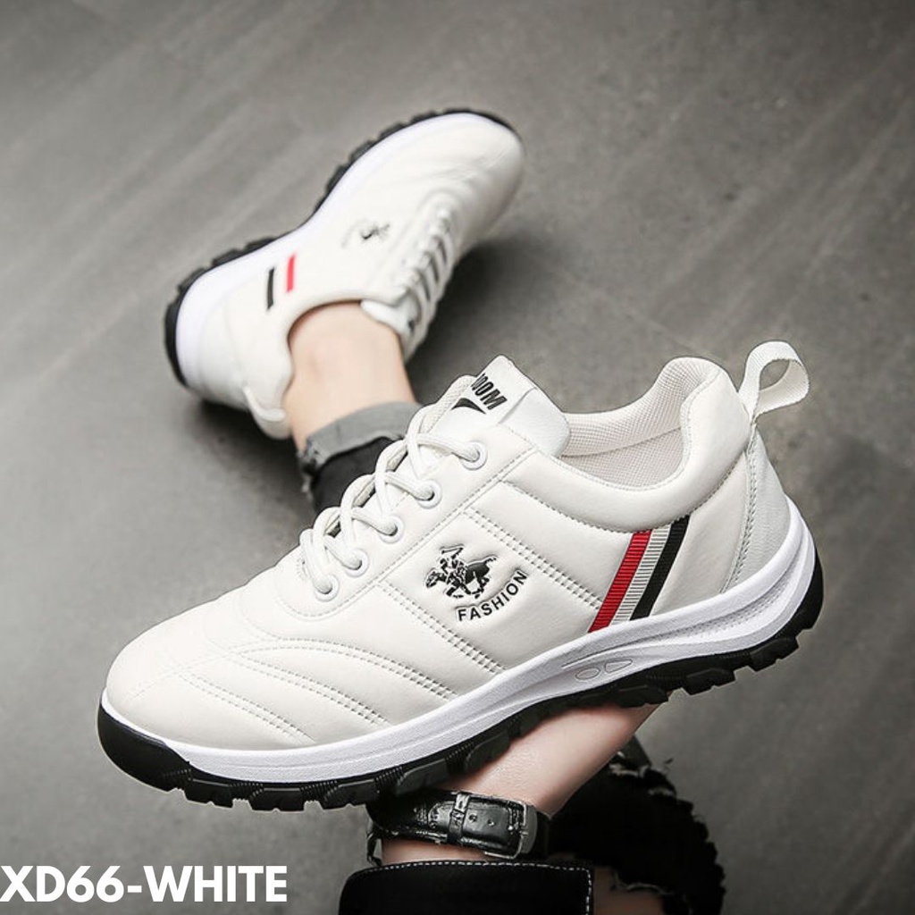 SEPATU SNEAKERS BERTALI MOTIF KUDA FASHION BLACK AND WHITE BASIC CLASSY BAHAN PU IMPORT D66