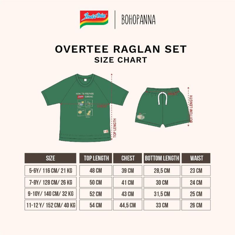 Bohopanna X Indomie Overtee Basic Set // Setelan Anak Unisex Boy &amp; Girl