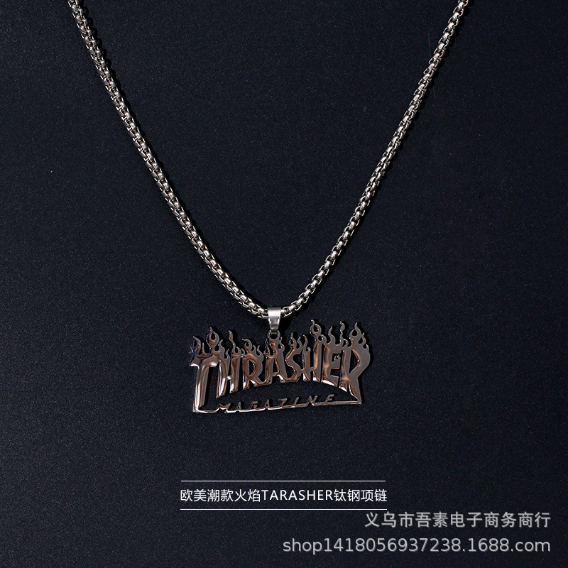 Kalung Rantai Liontin Bintang Bahan Titanium Steel Gaya Hip Hop Punk Eropa Amerika Untuk Wanita 2020