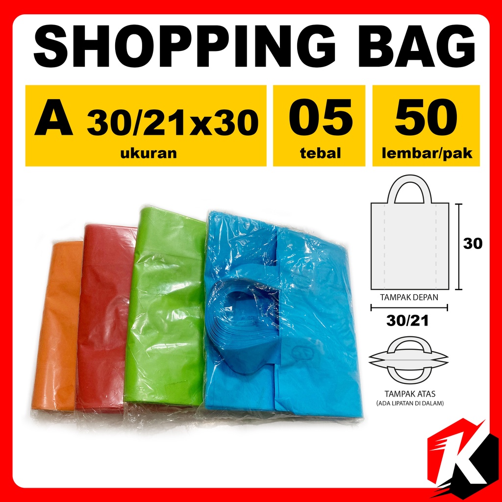 

Kantong belanja shopping bag tali A 30/ 21 x 30 isi 50 lembar