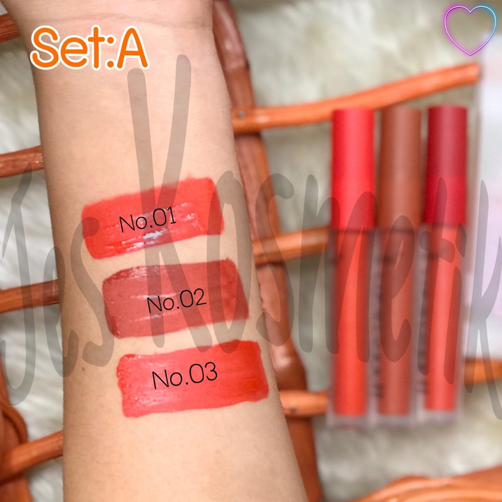 Sasimi Lovely Rabbit Velvet Matte Lipgloss Isi 3 Pcs / Grosir Kosmetik