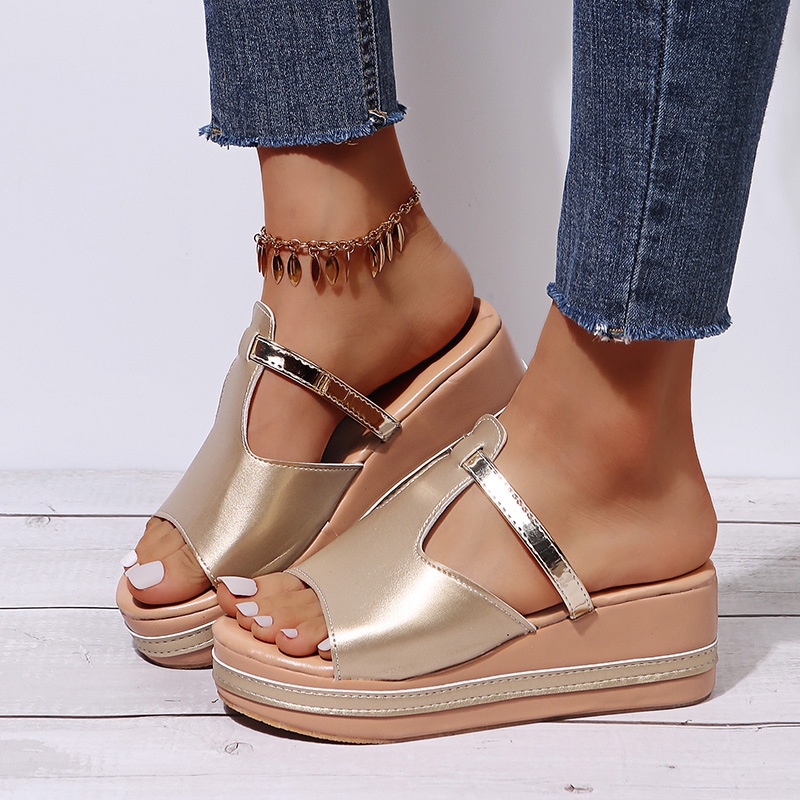 TBIG [COD] Sandal Slip On Wedges Megan Wanita Sepatu Korea Style Sekolah Kuliah