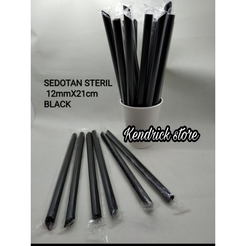 Sedotan plastik hitam/sedotan bubble/ sedotan boba 12mm x21cm Isi 100 Pcs