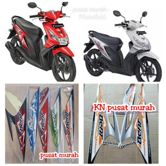 Striping Sticker Honda Beat Lama Karbu 2012 warna Putih orange