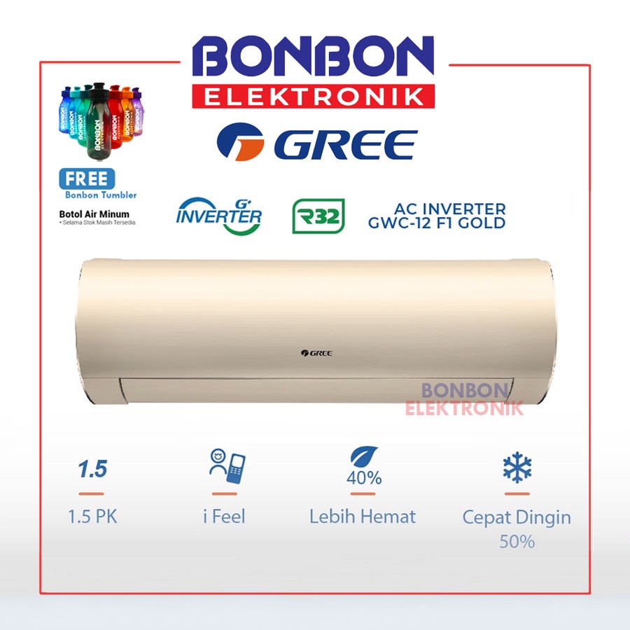 GREE AC 1.5PK F1 Inverter Series GWC-12F1 (GOLD) 1.5 PK