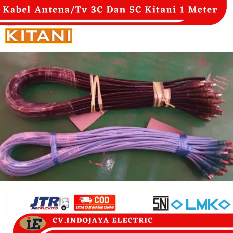 Kabel Antena Tv Kitani Coaxial 3C Dan 5c Kabel Panjang 1 Meter Dengan Plug Kabel Tv Ke Antena