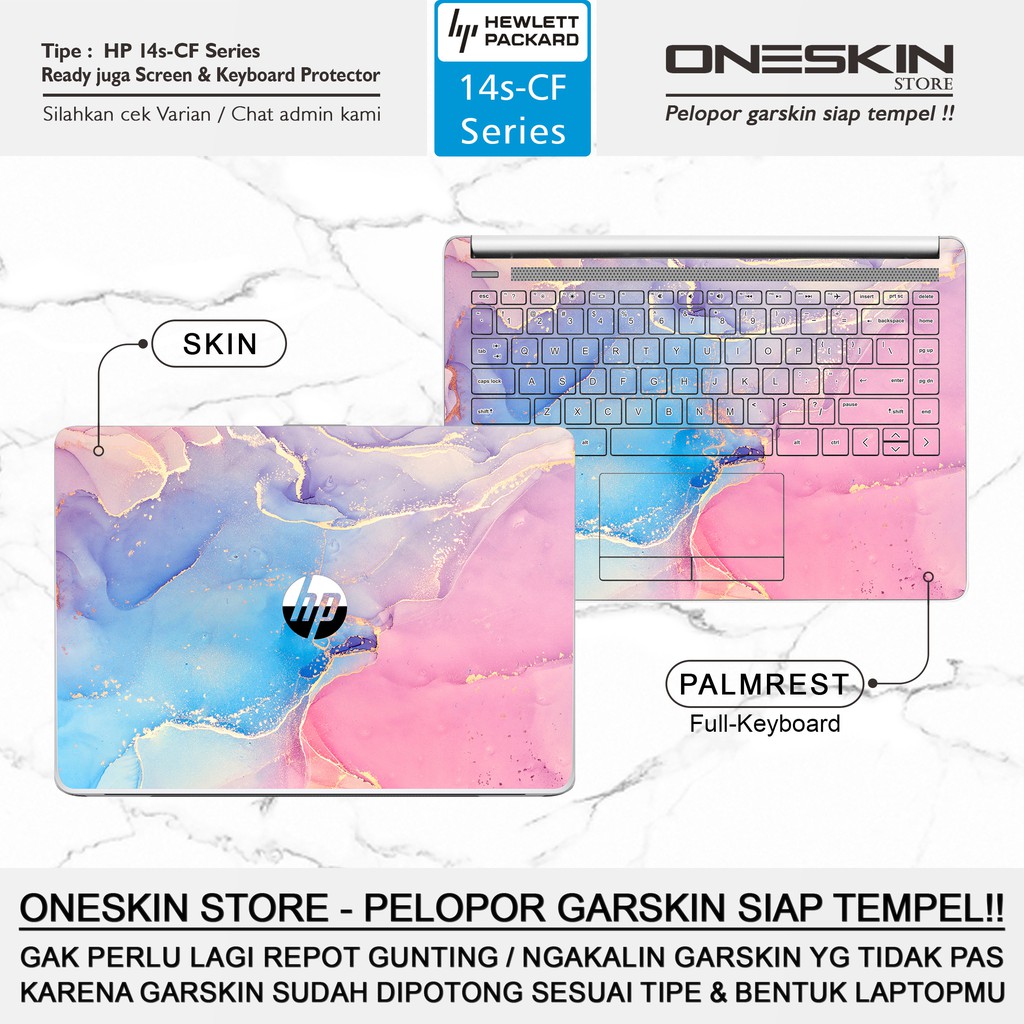 Garskin Laptop Keyboard Screen Protector HP 14s-cf cf1046tu cf1047tu cf1051tu cf2017tu Warna Silikon-Cover&Palmrest