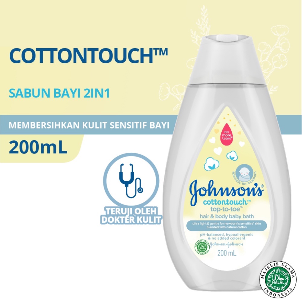 JOHNSON'S CottonTouch Top-to-Toe Hair &amp; Body Baby Bath - Sabun Bayi 2in1 200ml