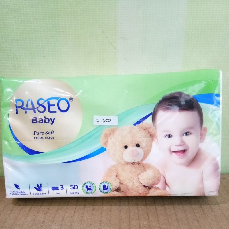 PASEO BABY PURE SOFT FACIAL TISSUE 3PLY 50SHEET