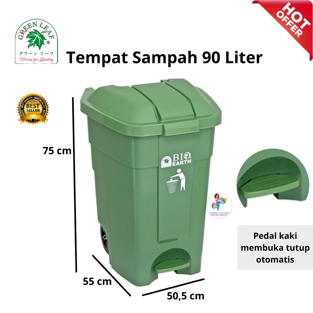 Tempat sampah BIO 90 liter green leaf 2009