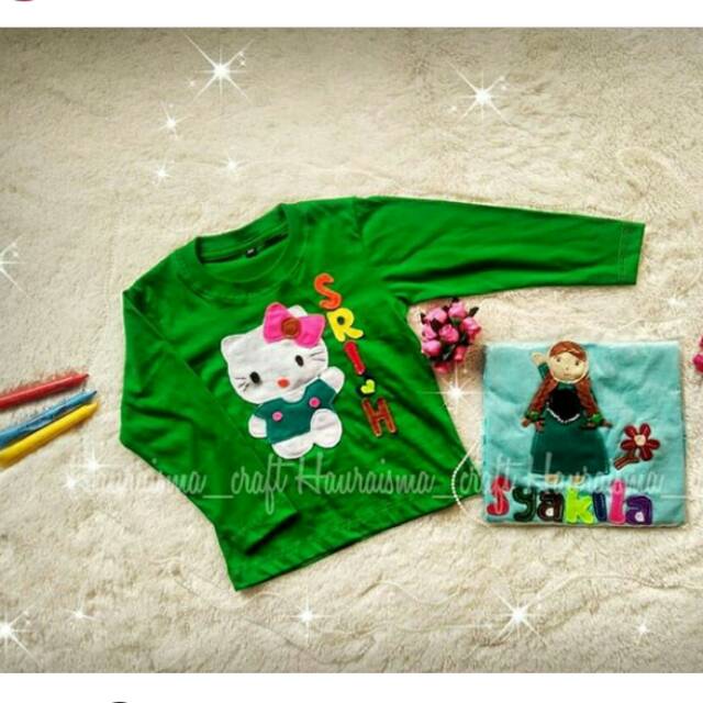 Kaos flanel lengan panjang/kaos nama/kaos karakter