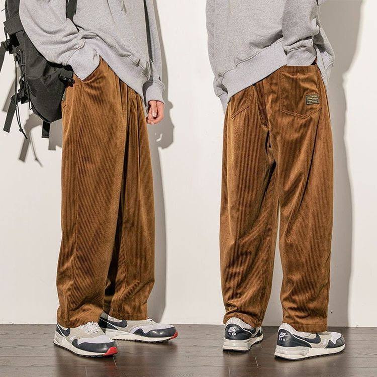 SET - Corduroy pants nik sweater fake layering fake collar setelan lengkap