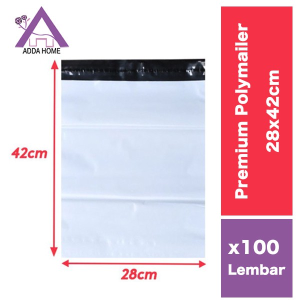 Adda Home - Polymailer Plastik Packing Kemasan 28x42 cm Putih (100pcs)