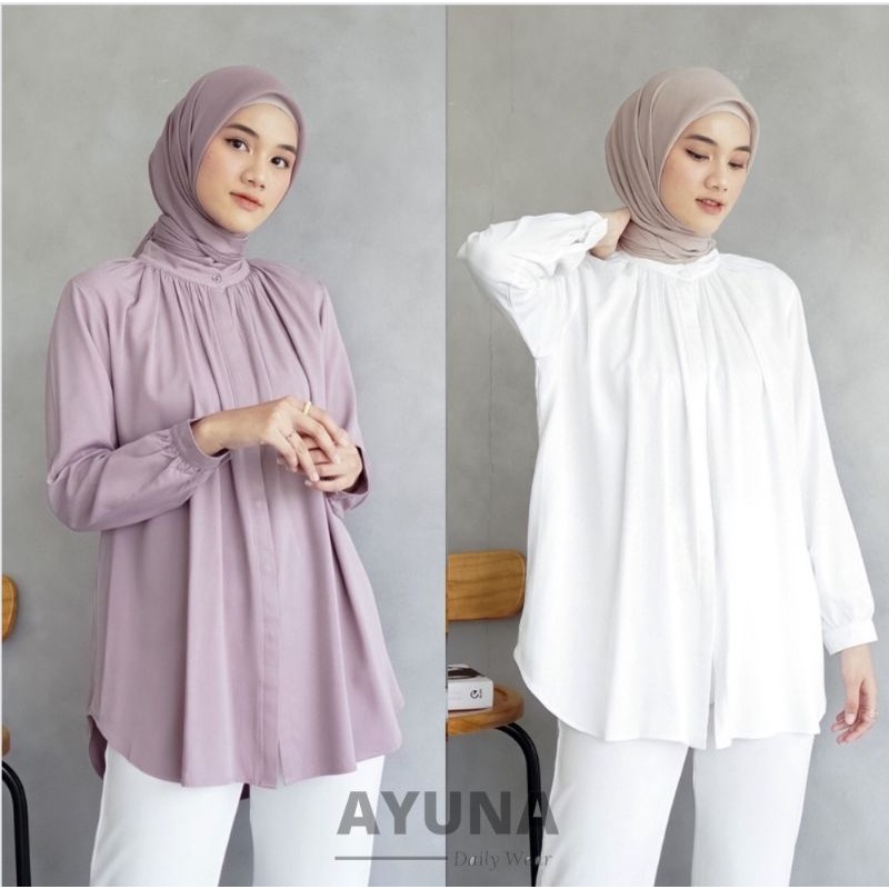 Blouse Wanita Kemeja Kantor Kemeja Crinkle Kemeja Lengan Panjang Wanita
