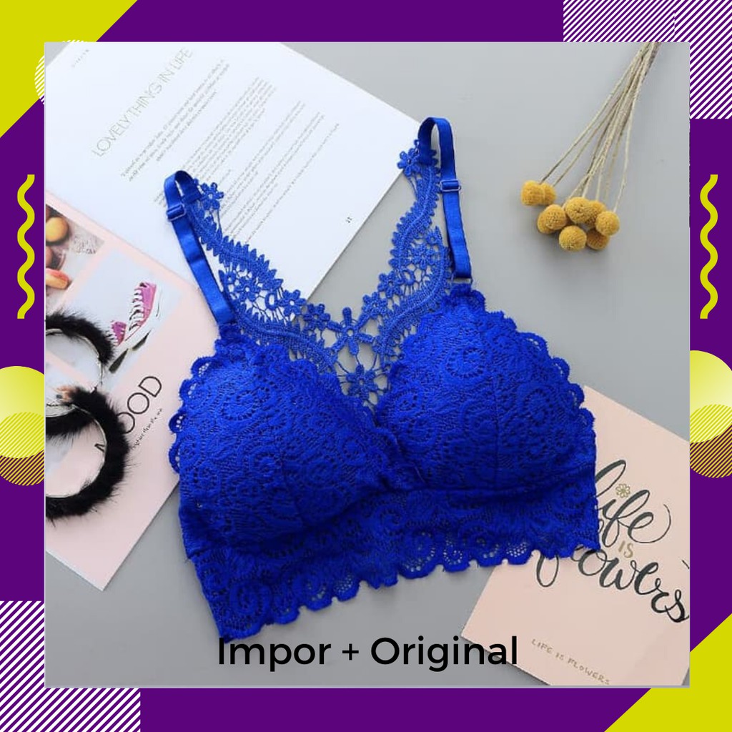 Bra kutang wanita / Bra Seamless Sexy Lace Triangle Cup Gather Women's Bra B023