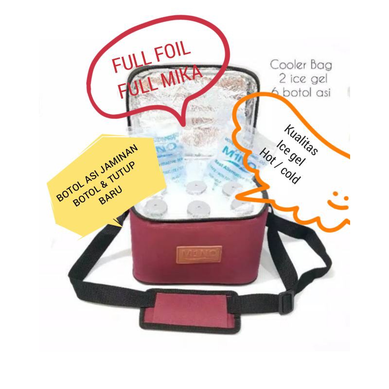 Cooler Bag Mini + 6 Botol asi + 2 Blue ice gel ts88 S1 RB3