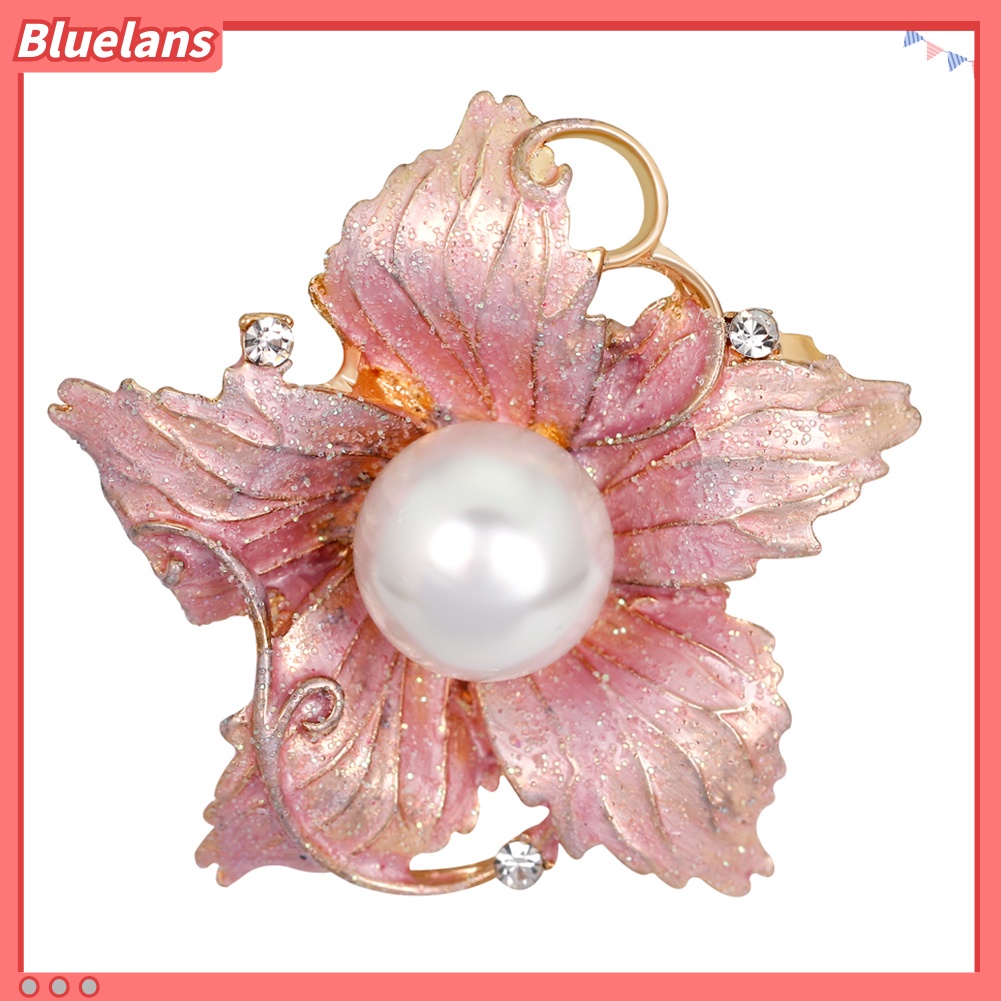 Bluelans Fashion Women Rhinestone Imitation Pearl Enamel Flower Floriated Brooch Pin