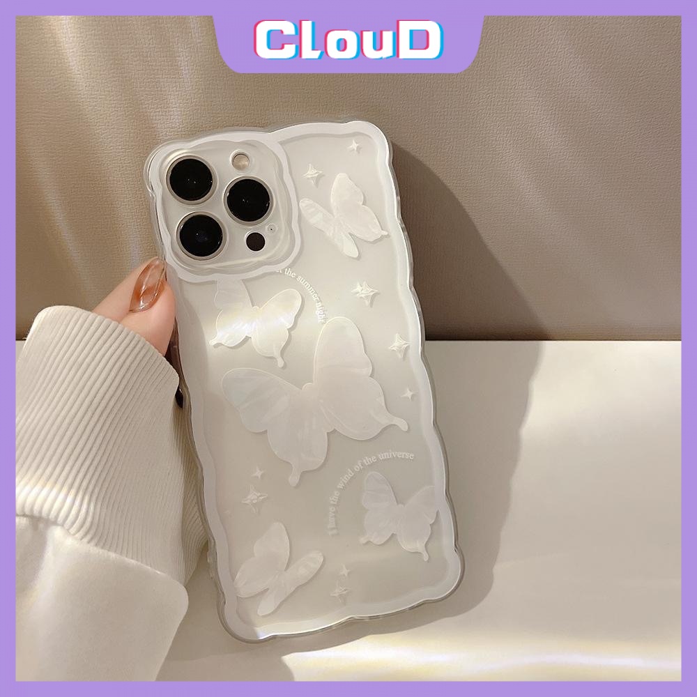 Butterfly Soft Case TPU Transparan Frame Gelombang Kupu-Kupu Untuk iPhone 11 Pro Max XR 12 13 Pro Max 7Plus 8Plus X XS Max 7 8 SE 2020 6 6S Plus