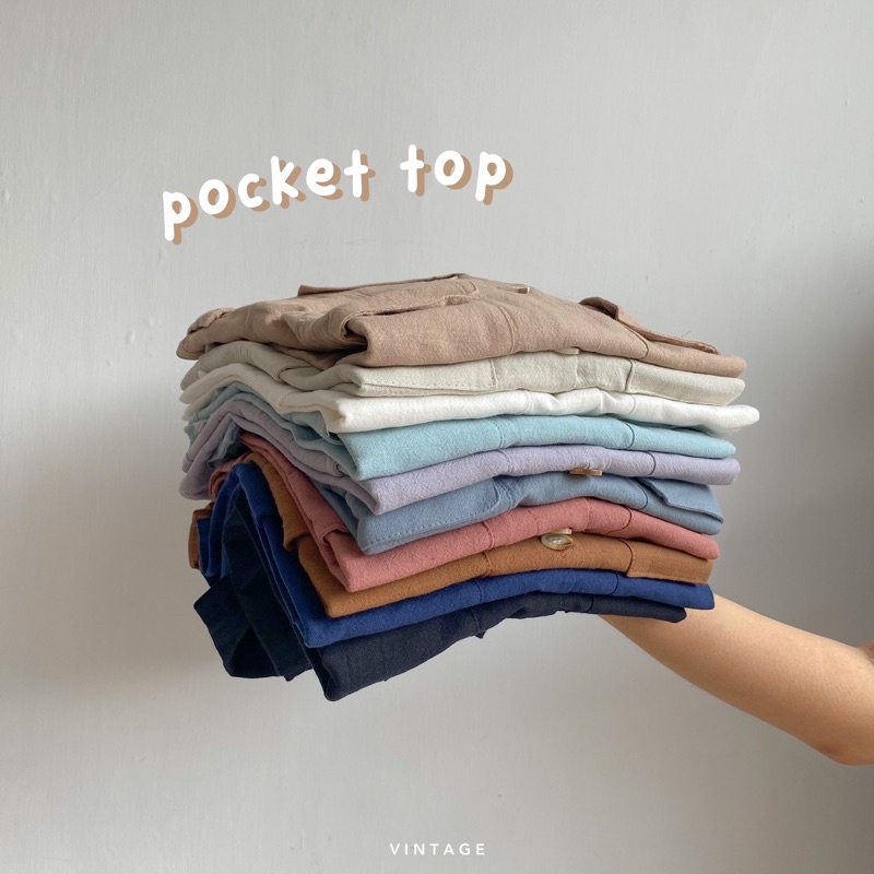 KEMEJA WANITA CASUAL POCKET TOP KEMEJA WANITA POLOS BASIC MURAH-8