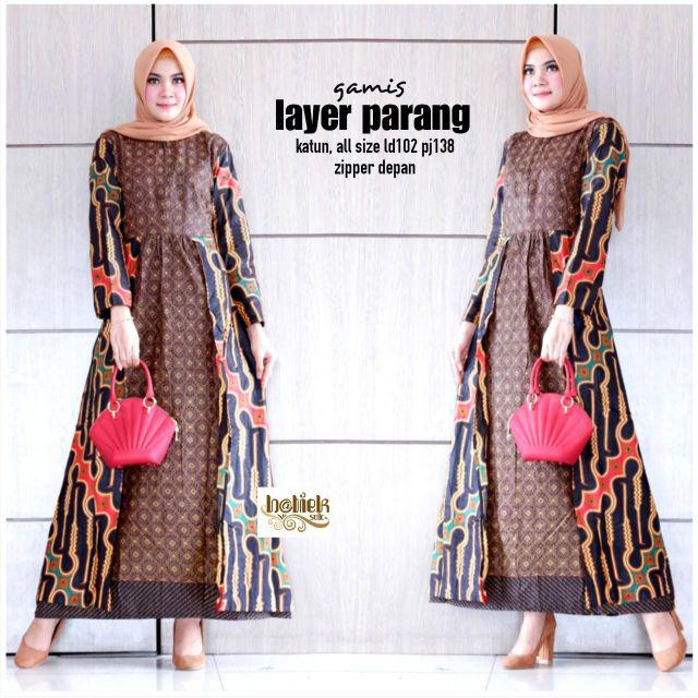 Gamis Batik Syari Seragam Wanita Sogan