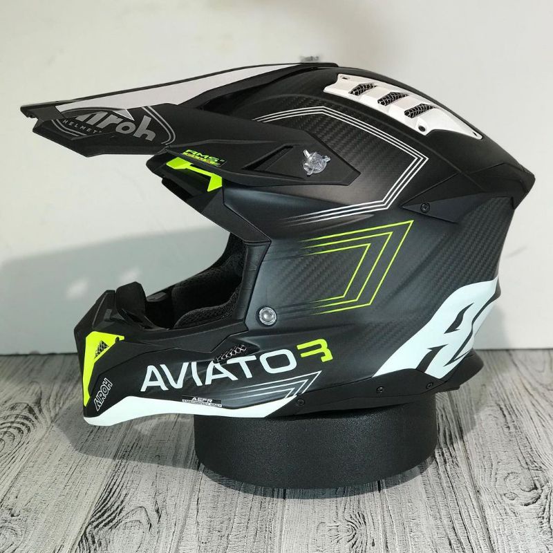 HELM AIROH AVIATOR 3 CARBON PRIMALL YELLOW MATT HELM MOTOCROSS AIROH