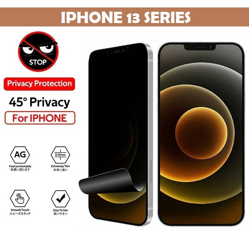 IPHONE 13 MINI 13 13 PRO 13 PRO MAX PROMAX ANTI GORES HYDROGEL SPY PRIVACY DEPAN PLASTIK SCREEN GUARD GEL FRONT SPY PELINDUNG LAYAR DEPAN HITAM GELAP