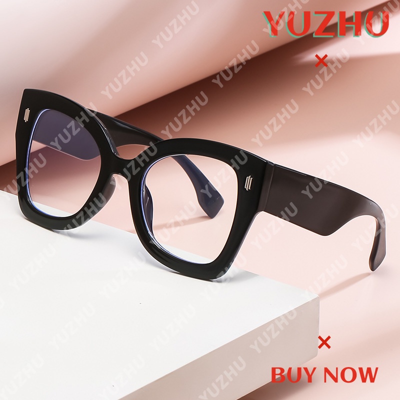 Kacamata Model Cat Eye Oversized Anti Blue Light Gaya Retro Untuk Wanita