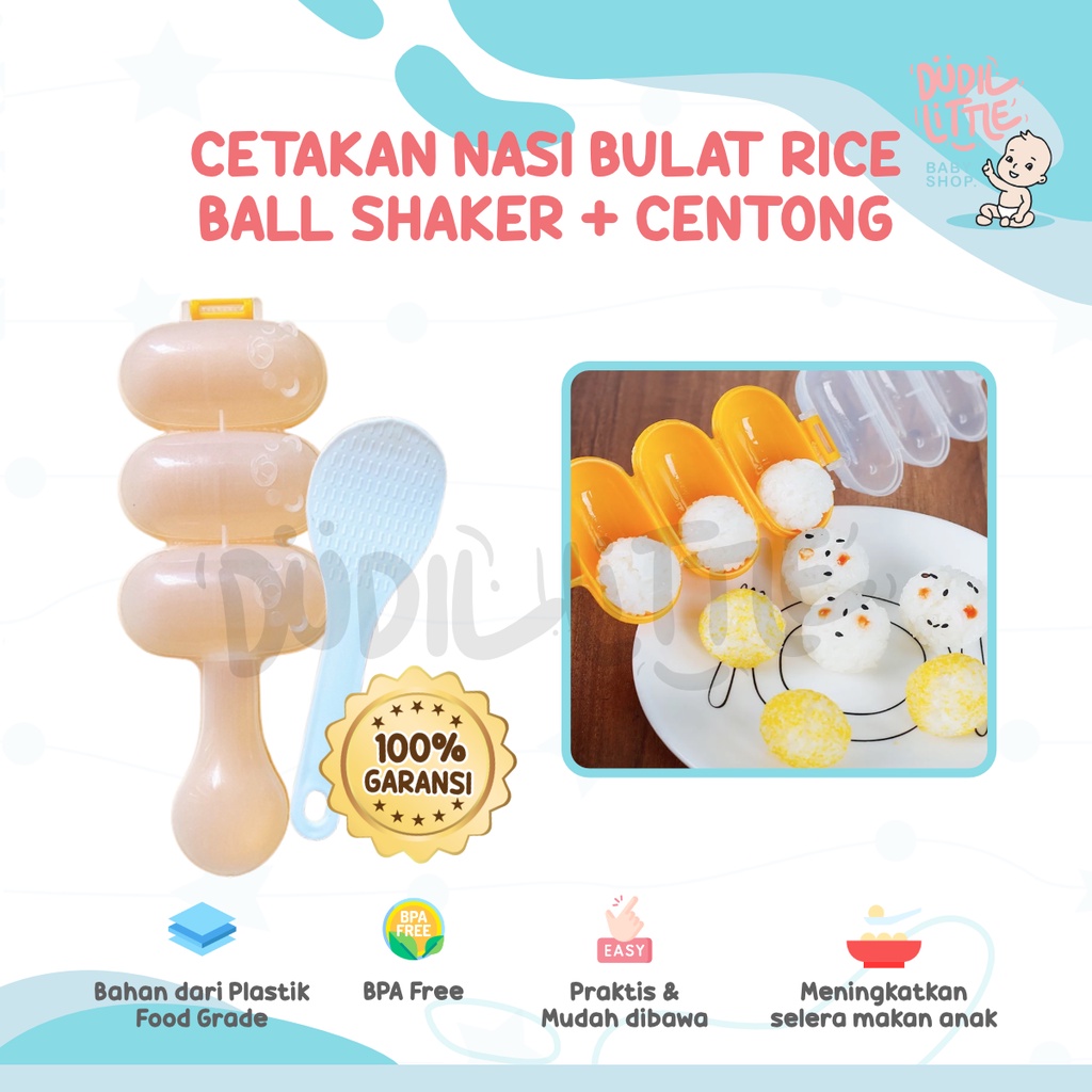 Rice shaker cetakan nasi bola untuk anak 3 grid anti lengket