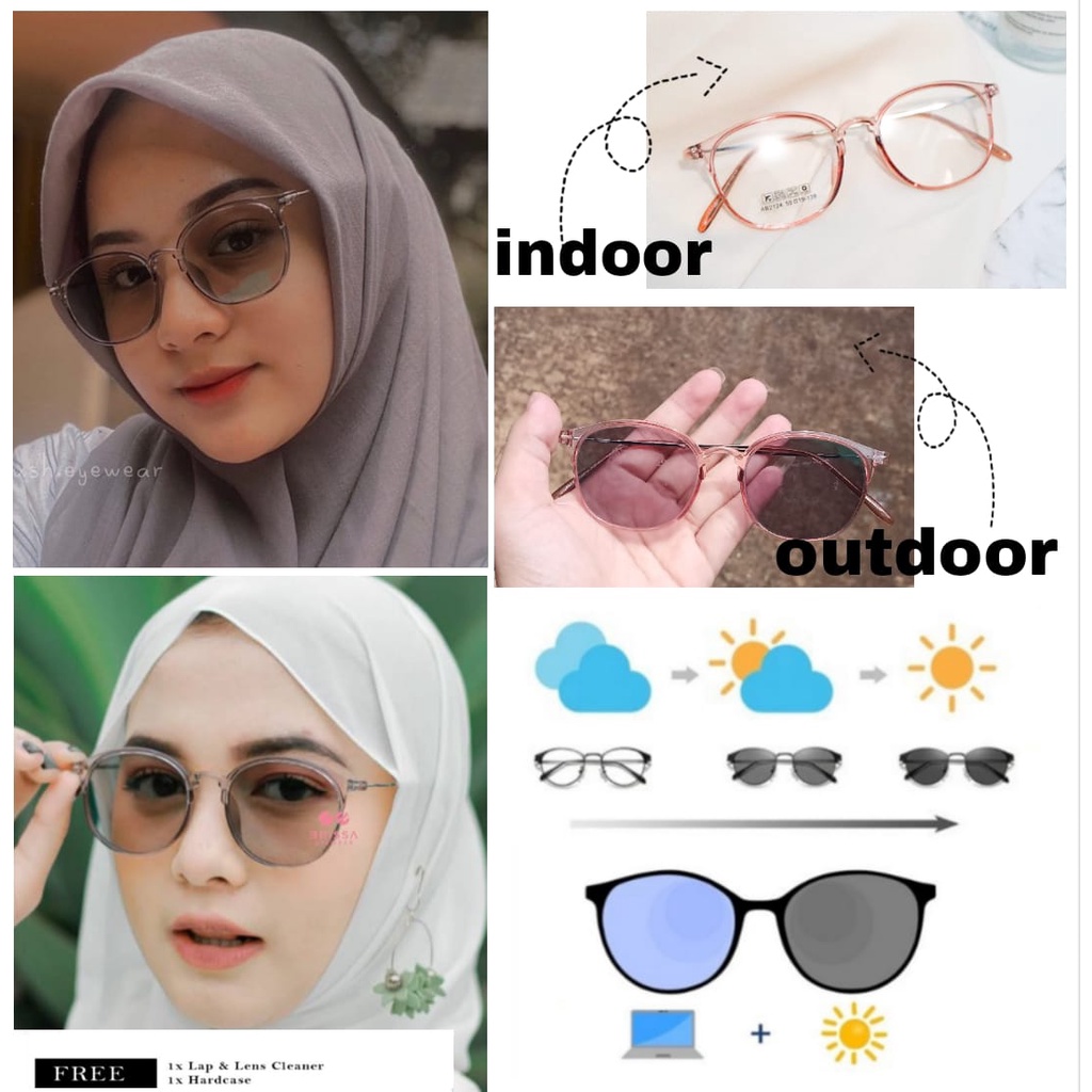 Kacamata Bulat Photocromic Blueray Minus Anti Radiasi Bahan Lentur - Yourglasses