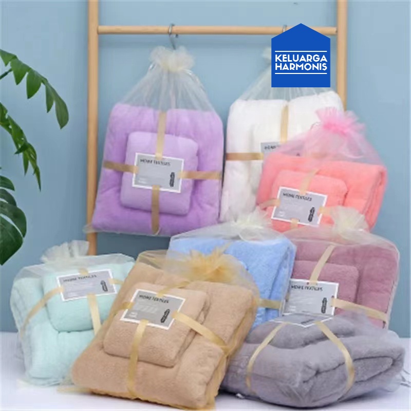 Handuk Mandi Set 2 in 1 Bahan MIcrofiber 70 Cm x140 Cm &amp; 35Cmx75Cm