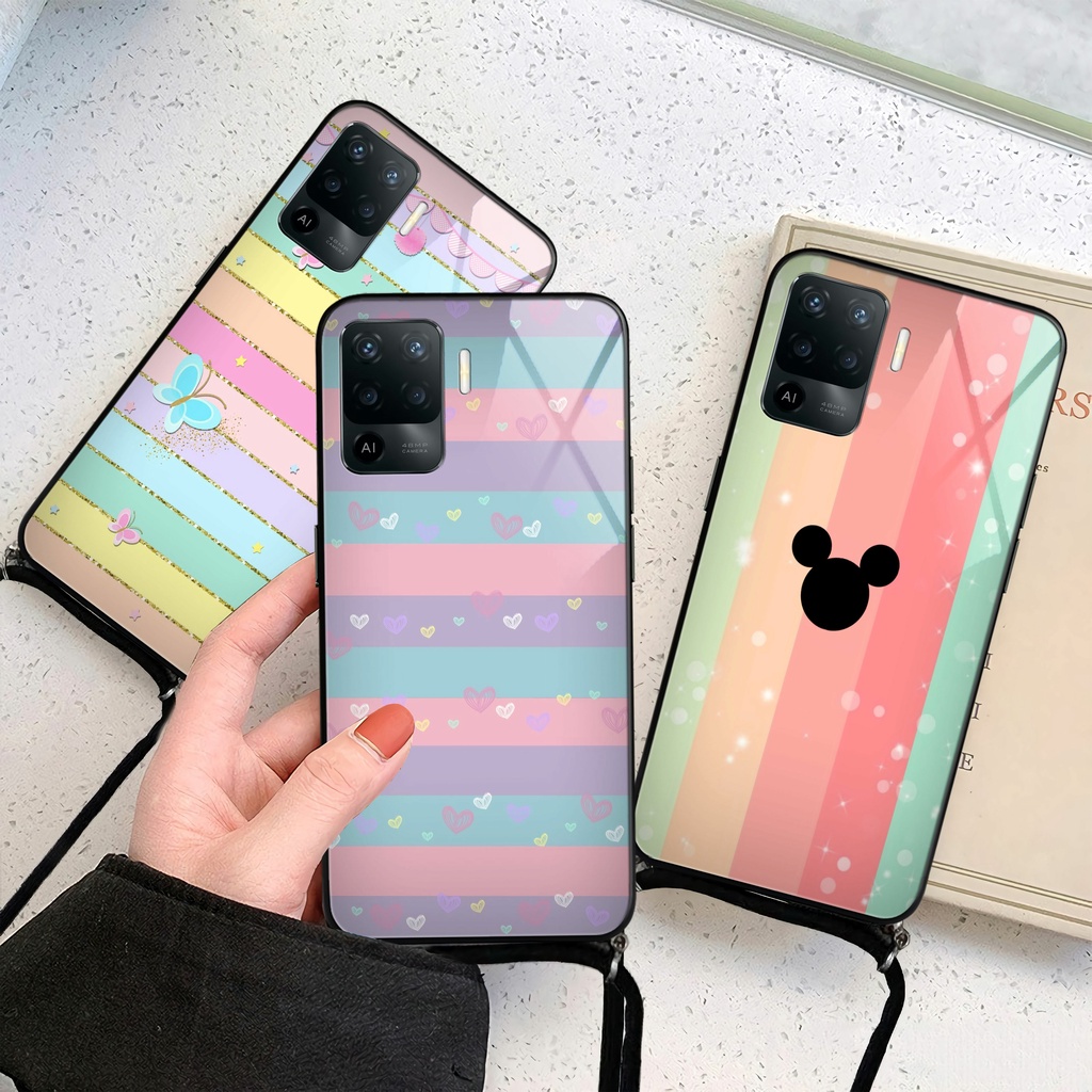 KS217 SOFTCASE KACA + TALI OPPO RENO 5F A54 A16 RENO 6 4G 5G RENO 5  4 4F A74 A95 A12 A5 2020 A53 A1