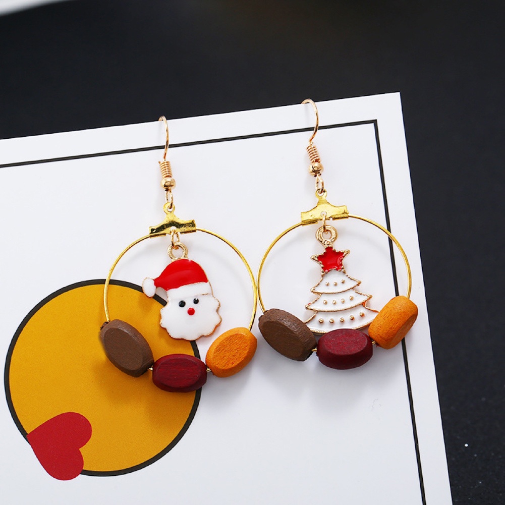 Hu Hu Hu Hu Hu Alat Bantu Pasang Kacamata♡ Anting Tusuk Gantung Desain Topi Natal Kreatif Untuk Wanita