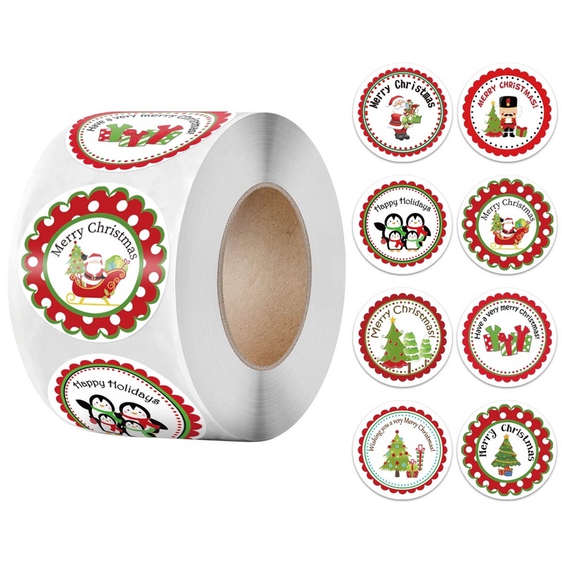 500 Pcs / Roll Stiker Label Segel Desain Merry Christmas Untuk Dekorasi Amplop