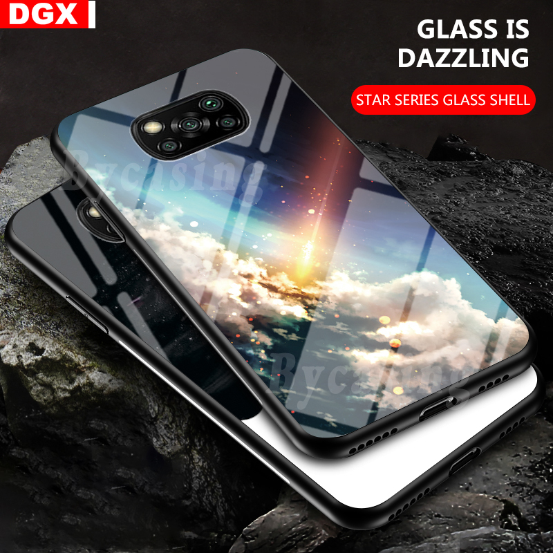 Casing Tempered Glass Anti Gores Motif Langit Berbintang Untuk Xiaomi Poco X3 Nfc Dgx