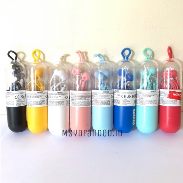 HEADSET MINISO EARPHONE CAPSULE COLORFUL TABUNG 8 warna EARPHONES KAPSUL BestSeller